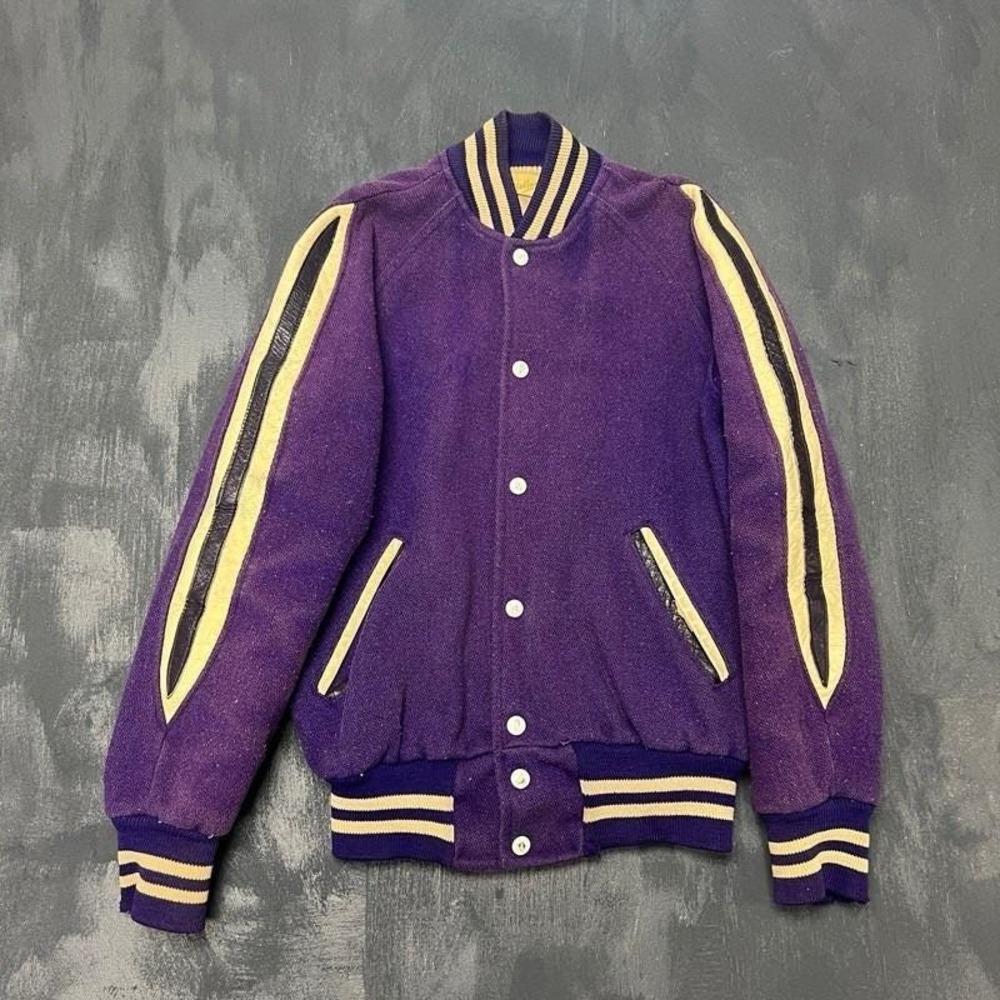 Vintage Holloway Varsity Jacket Mens 34‎ Purple 1950s Wool Faded USA